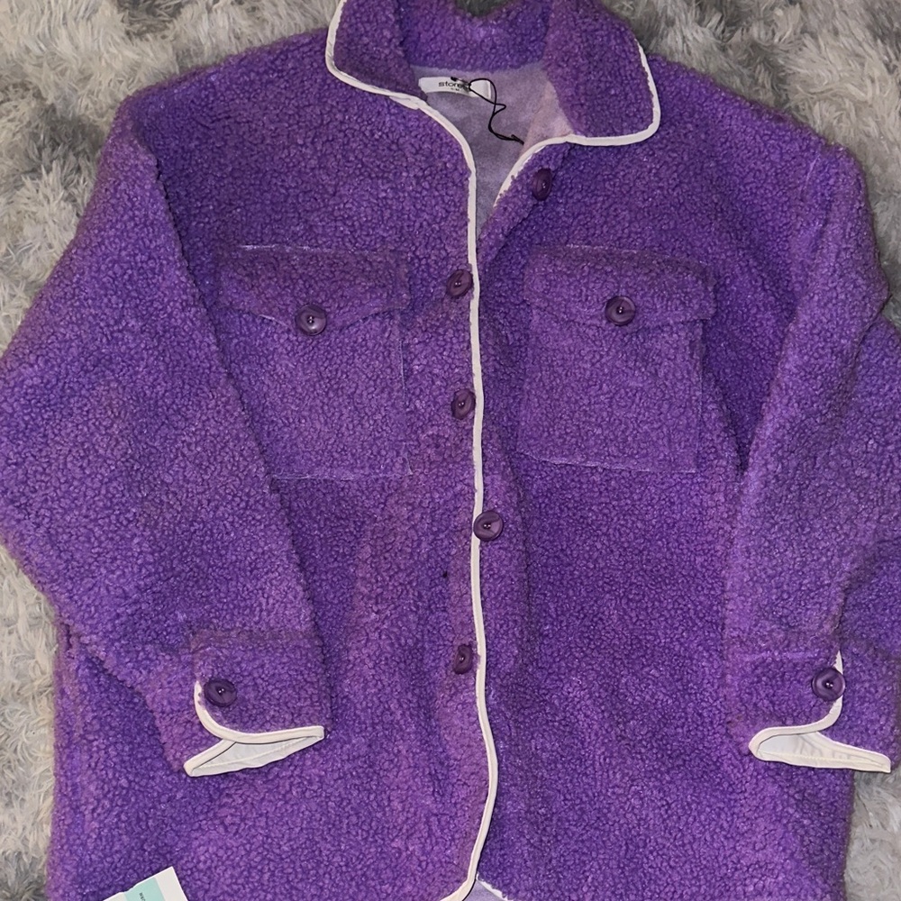 Storets “Aurora” Oversize Botg Purple Sherpa Shirt Jacket - Nwt S/M — image 2 of 6